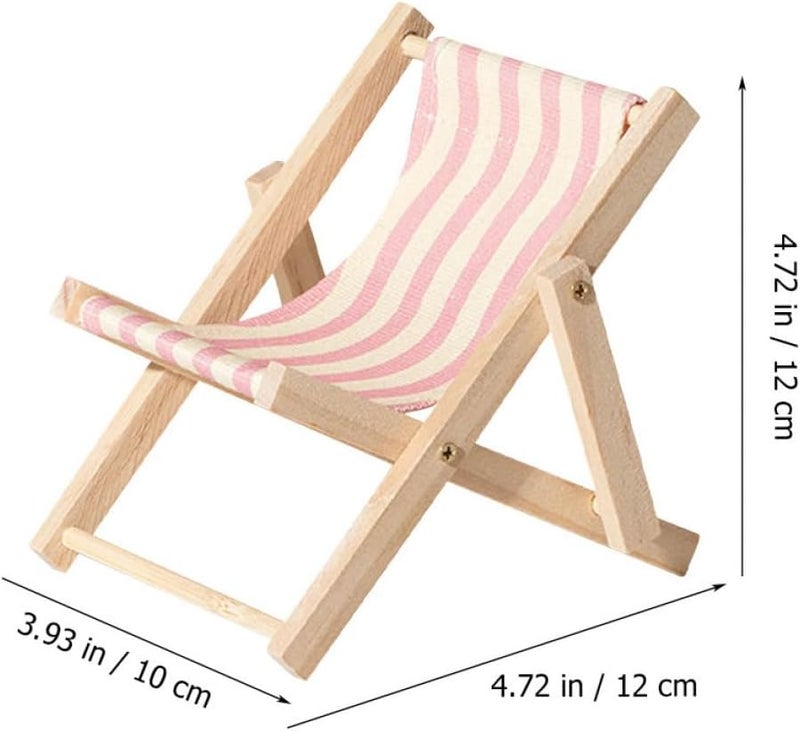 Wooden Phone Stand Desktop Bracket 2pcs Beach Chair Home Decor for Office Bedroom - Image 2